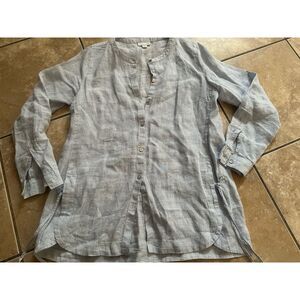 J Jill XS Love Linen Button LS Shirt Blouse Top Striped